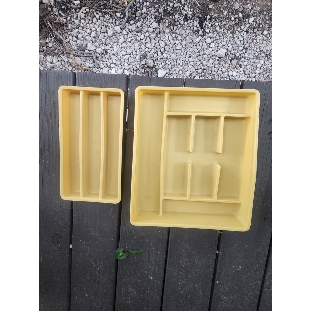 Vintage Set Of 2 Rubbermaid Party Plan Utensil Cutlery Drawer Organizer Gold